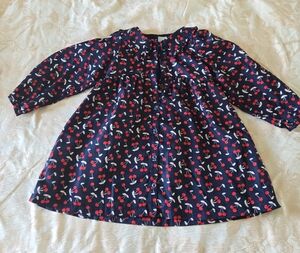 Janie and Jack Navy Dress with Red and White Cherry Print